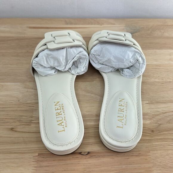 Lauren Ralph Lauren Emerey Leather Sandal- Cream- Size 7.5 B- N IB - Picture 3 of 8